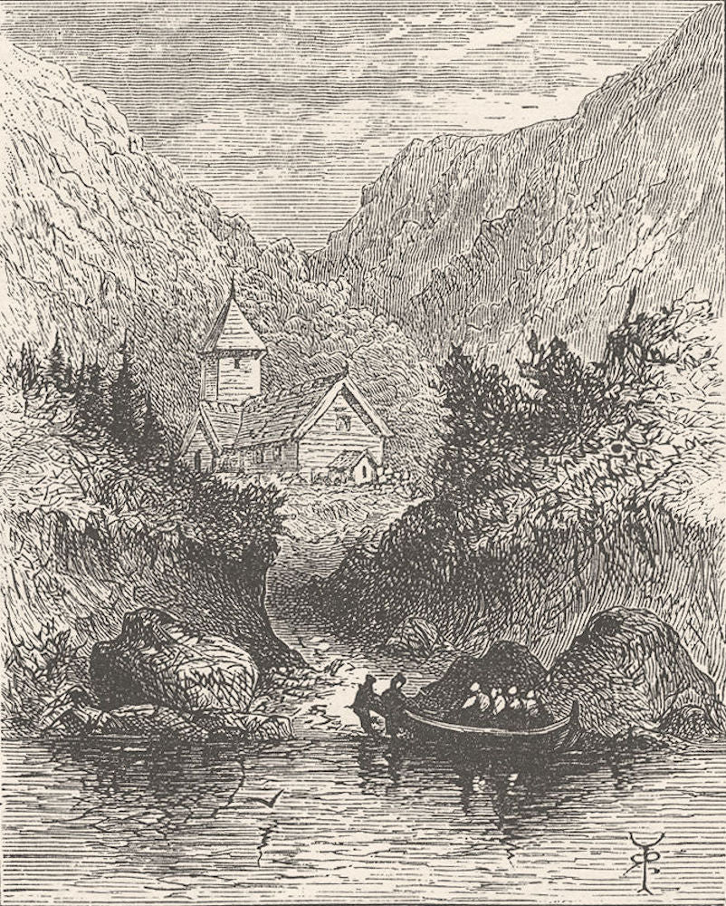 NORWAY. A nook near Christiania (Oslo) 1890 old antique vintage print picture